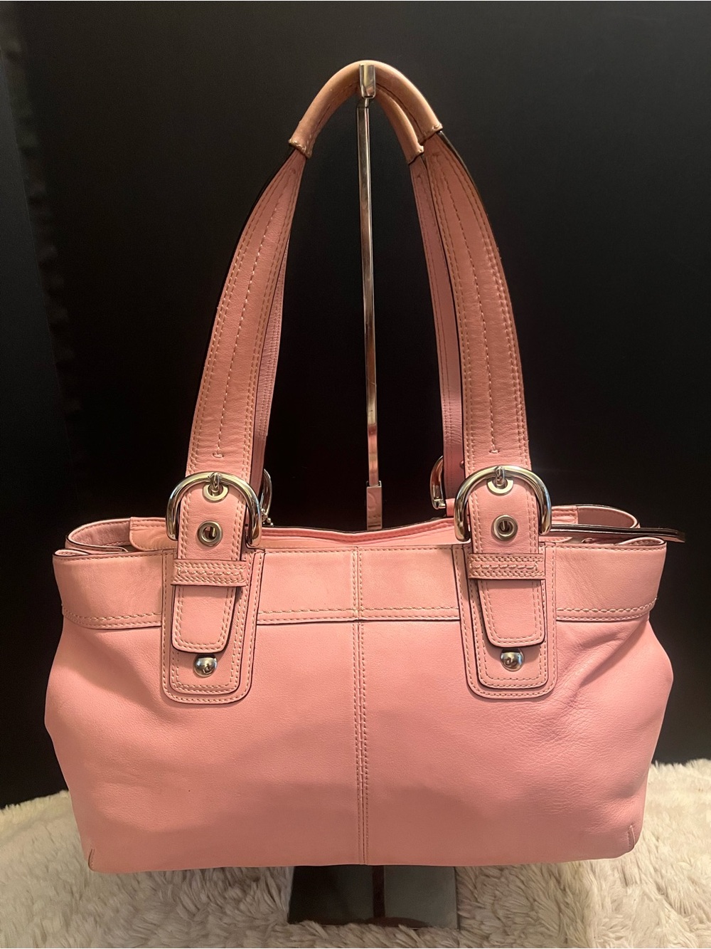 Vintage Coach Soho pleated Pink Leather Tote Shoulder Bag with Branded Tag - Picture 3 of 12